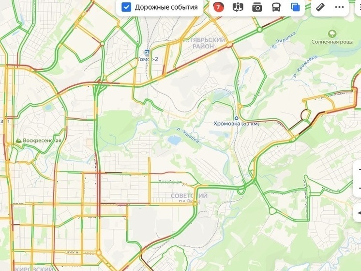 Томичи утром 13 января стоят в 7-балльных пробках