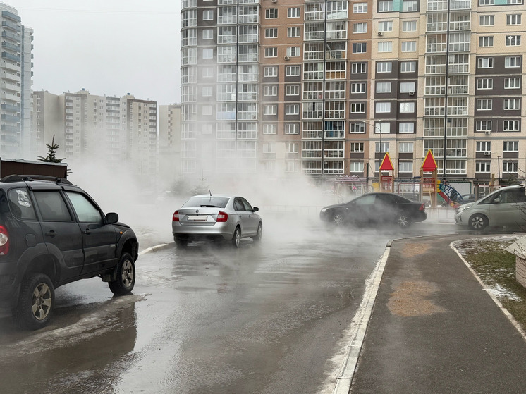 Улицу в Южном в Твери окутывает пар из-за коммунальной аварии