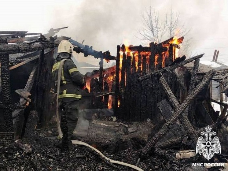 Под Тверью пожар полностью уничтожил хозяйственную постройку