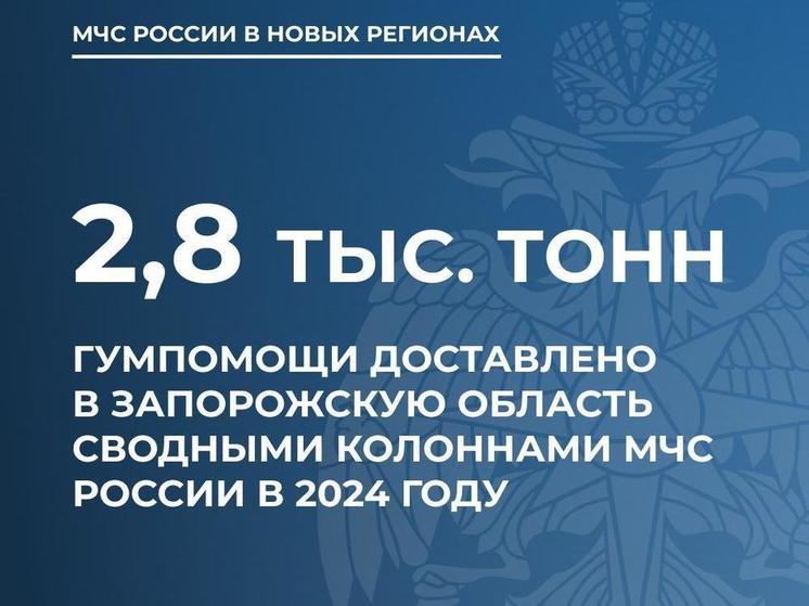 МЧС доставило в Запорожскую область 2,8 тысячи тонн гуманитарной помощи