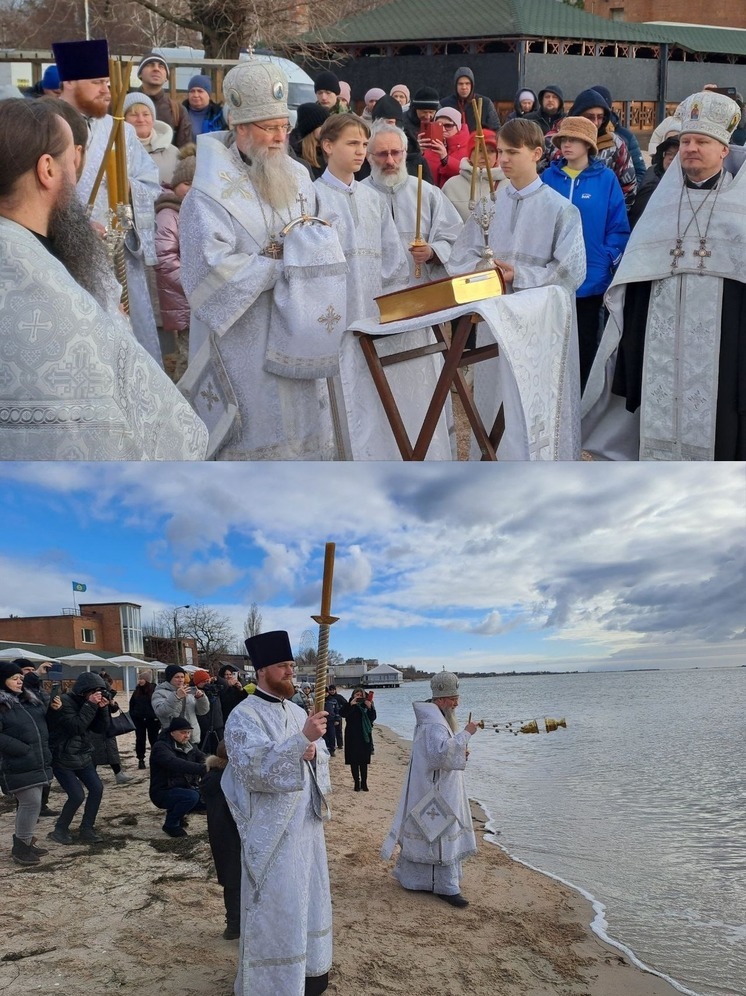 В Бердянске прошли освящение вод Азовского моря и крещенские купания