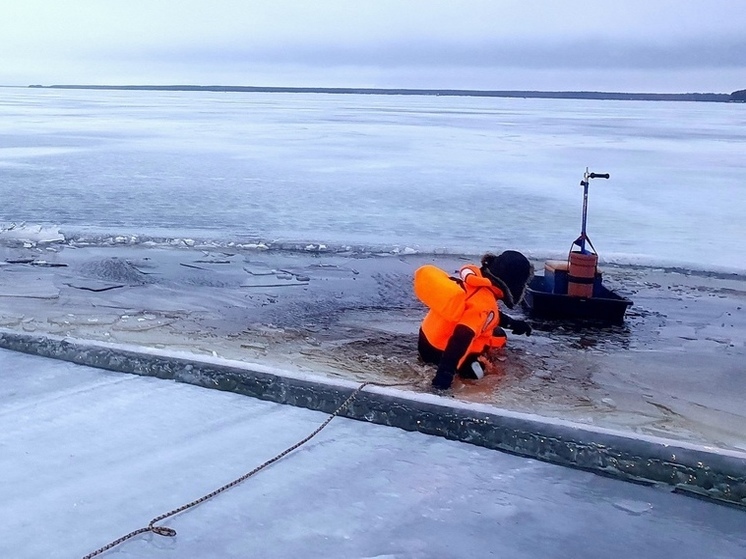 На Рыбинском водохранилище рыболов провалился под лед со снегоходом