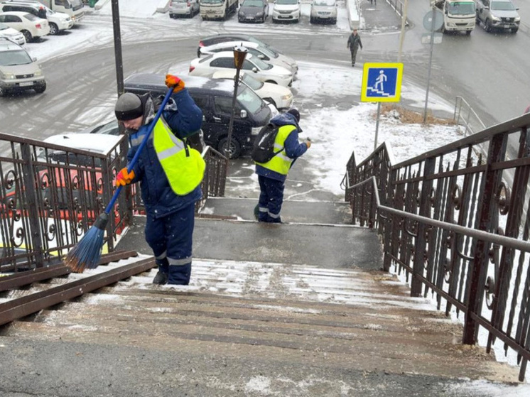 Дорожники Владивостока усиленно отражают снежную непогоду в городе