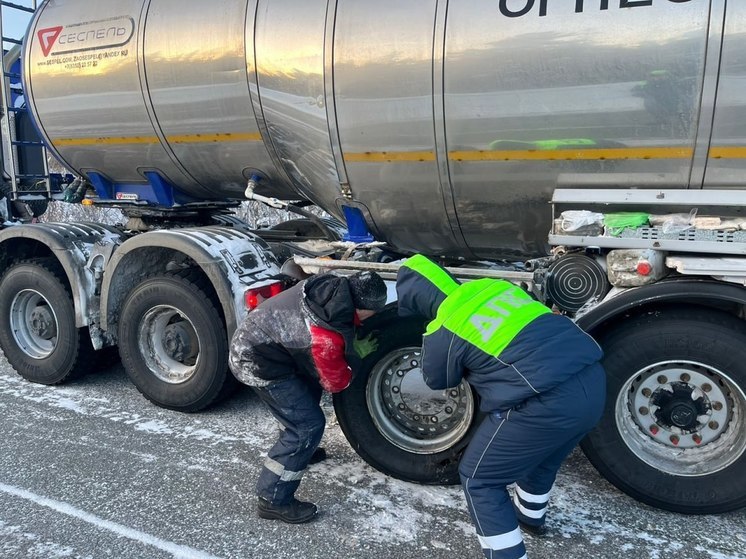 Ямальские инспекторы ДПС помогли застрявшему посреди трассы водителю грузовика