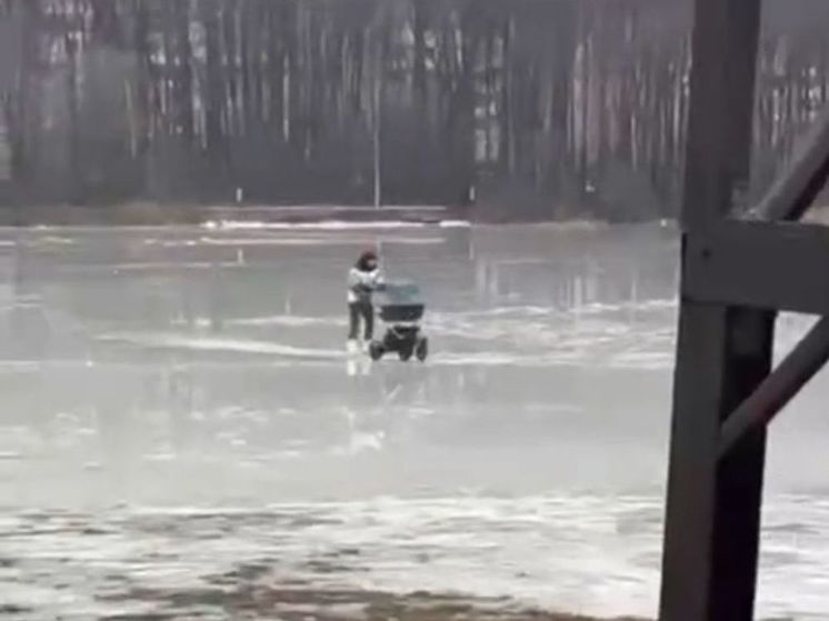 В Подмосковье женщина вышла на опасный лед вместе с коляской