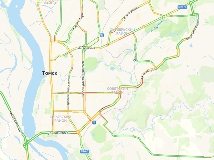 В Томске пробки сосредоточилось на проспекте Комсомольский и на Иркутском тракте
