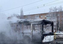 Сегодня, 29 января, в Омске на улице Новокирпичной произошел пожар в муниципальном автобусе рядом с остановкой «Посёлок Южный»