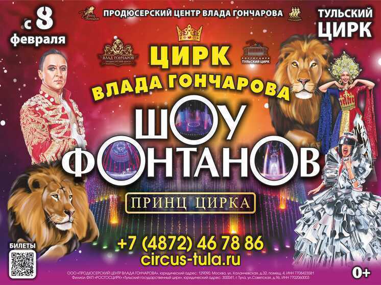 Цирк Влада Гончарова в Туле: в Тульском цирке представят уникальное шоу фонтанов «Принц Цирка»