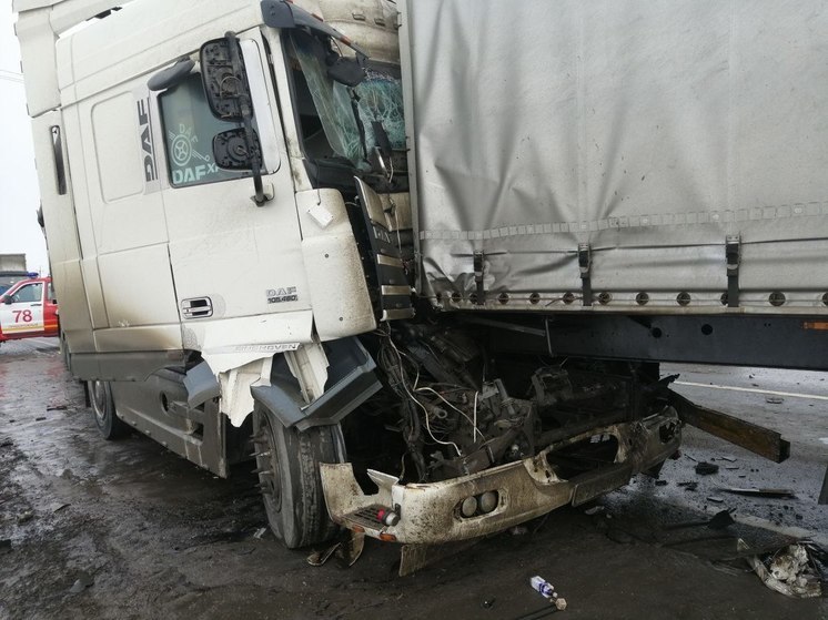 В Самарской области при столкновении большегрузов смяло кабины и протекло топливо 31 января