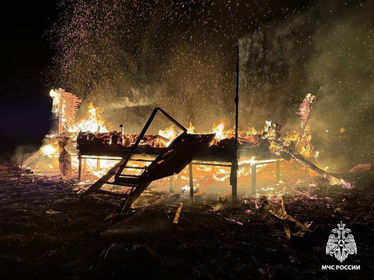 Ночью в деревне под Тверью сгорел дом