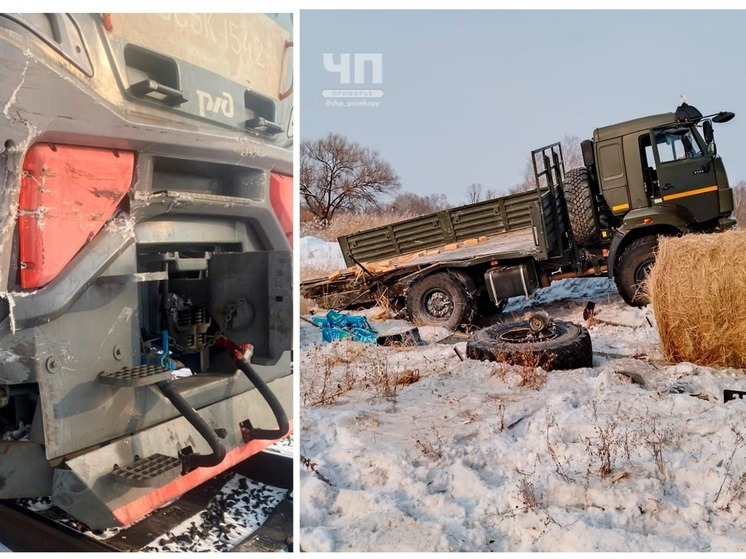 Катастрофа на рельсах: КАМАЗ протаранил поезд в Приморье