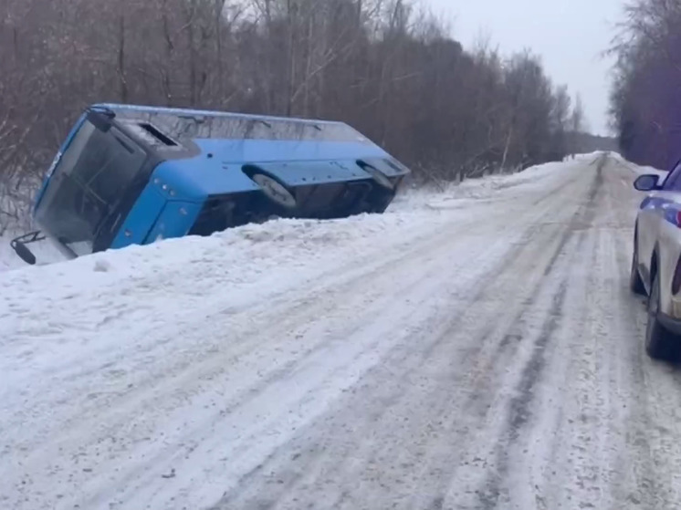 В Омской области пассажирский автобус улетел в кювет