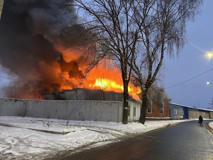 Появились новые кадры вечернего пожара в Пскове