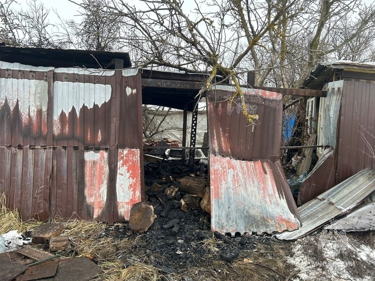 Пожар уничтожил хозпостройку во дворе частного в Аксайском районе
