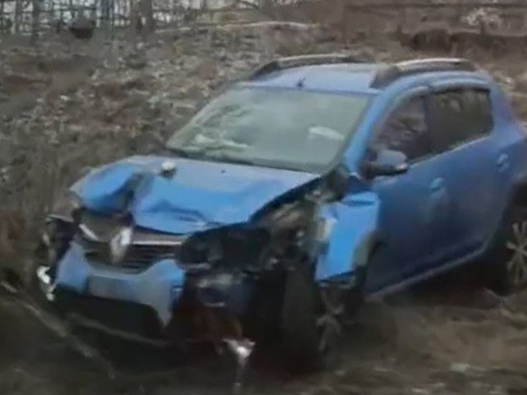 В Рязани водитель Renault вылетел с трассы на территорию кладбища
