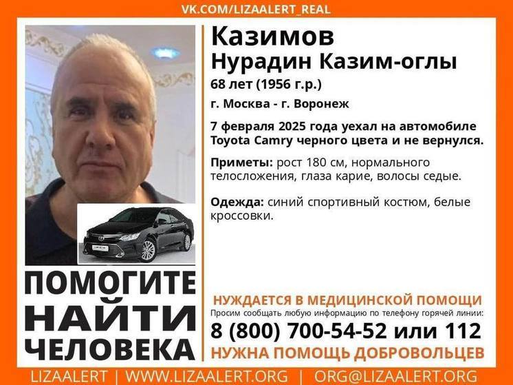 По дороге из Москвы в Воронеж пропал 68-летний мужчина