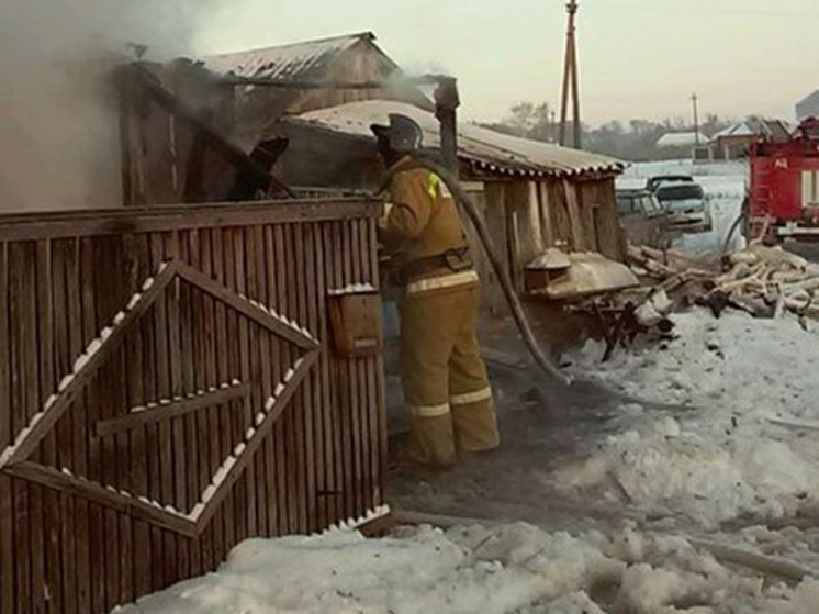 В Воронежской области огонь охватил надворную постройку