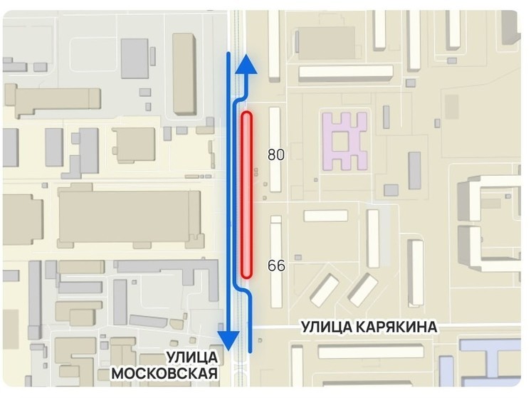 В Краснодаре вновь изменили маршрут движения транспорта на улице Московской из-за провала грунта