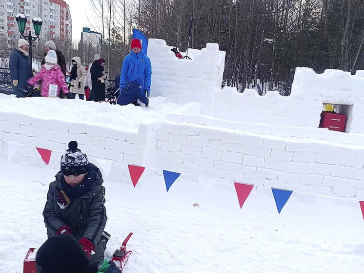 В Сургуте ребята вместе с московским изобретателем построили снежную крепость