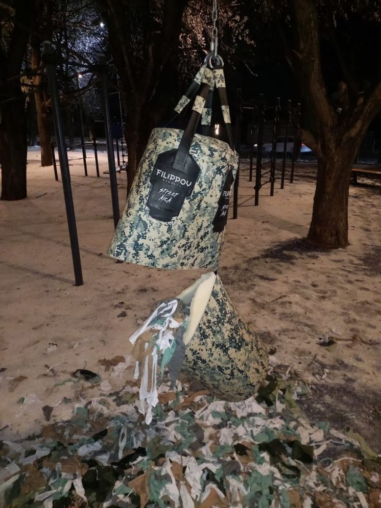 В новом сквере в Ессентуках вандалы порвали боксёрскую грушу