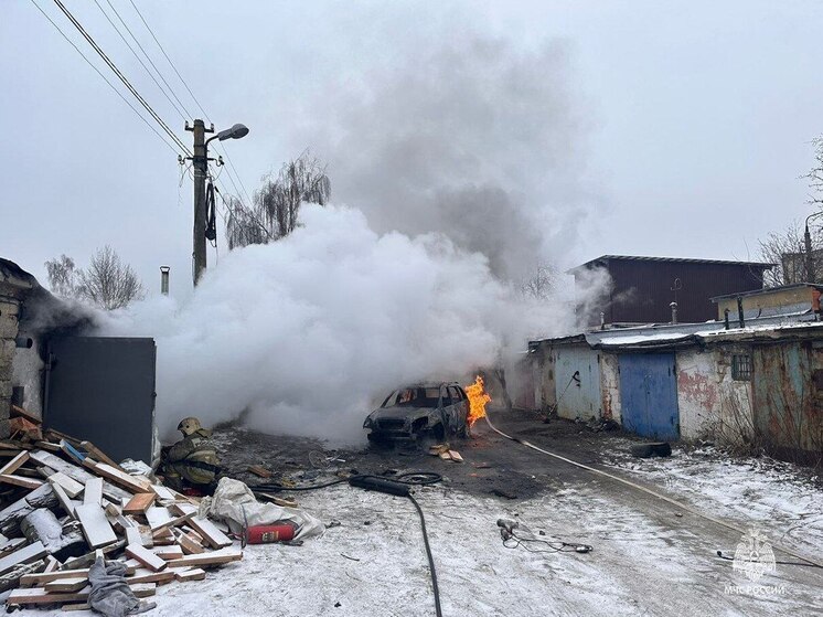 В Туле горел гараж и автомобиль в микрорайоне Скуратовский