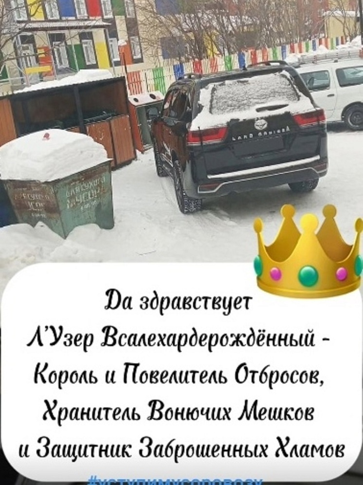 Нерадивый парковщик получил титул короля отбросов и хранителя мешков в Салехарде