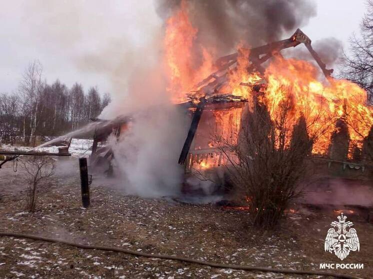 В Тверской области сгорел дом с человеком внутри