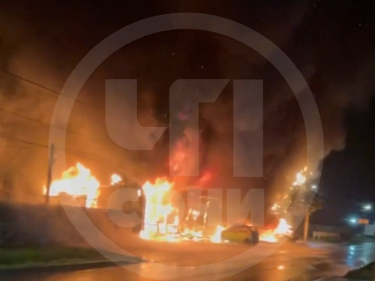 Торговый павильон выгорел в Сочи ночью 14 февраля