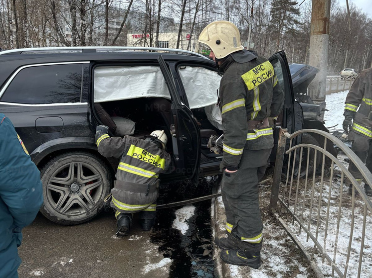 В Калуге Mercedes въехал в столб
