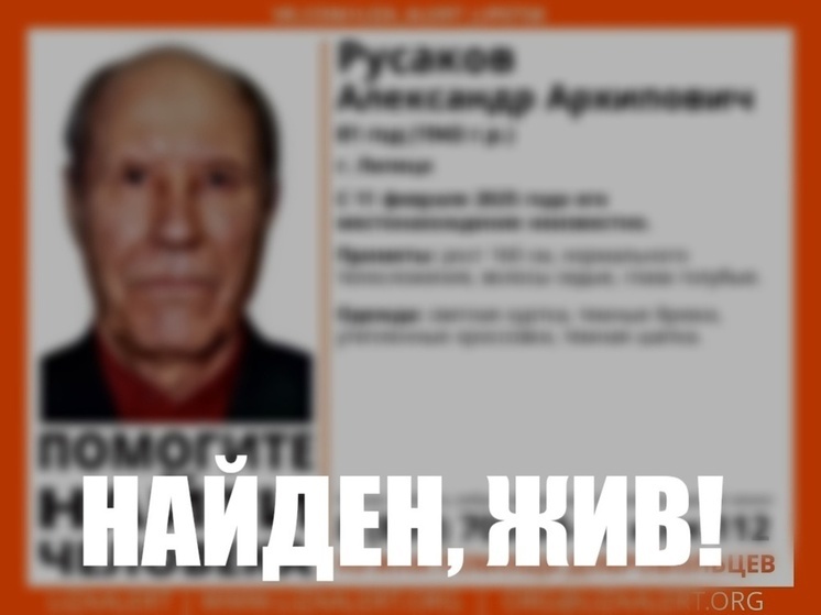 Стала известна судьба пропавшего в Липецке пенсионера