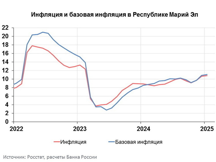 В январе инфляция в Марий Эл выросла до 10,85%