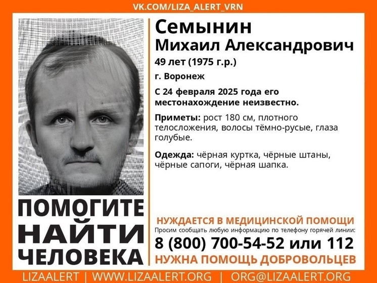 Поисковый отряд объявил о начале поисков голубоглазого воронежца