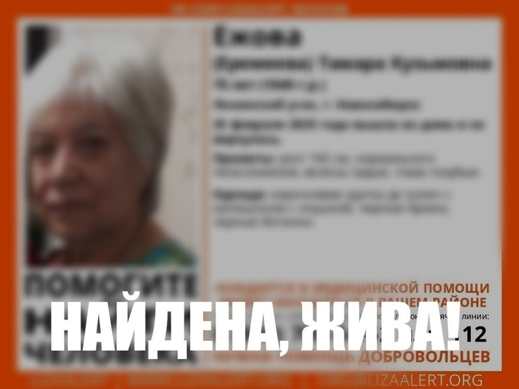 В Новосибирске вернули домой потерявшуюся пенсионерку