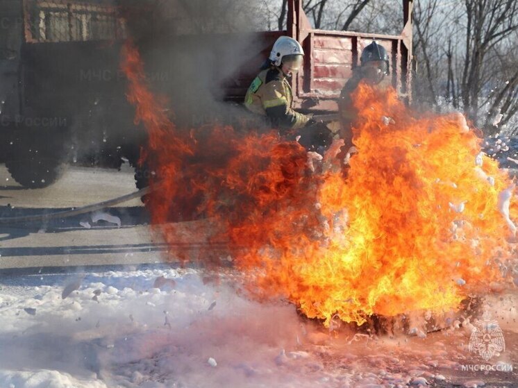 В одном из сел Алтая загорелось 40 «квадратов» постройки