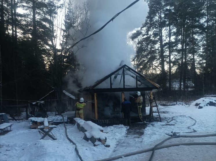В Хвойнинском округе огонь уничтожил кровлю бани