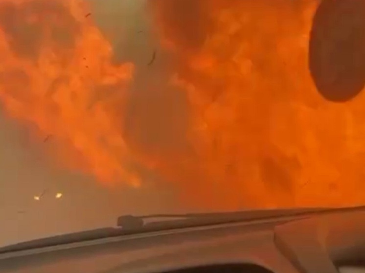 Опубликовано видео из салона автомобиля в Приморье, проехавшего сквозь огонь