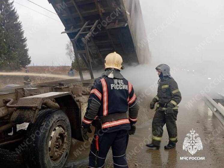 На трассе под Тверью пожарные тушили колеса грузовика