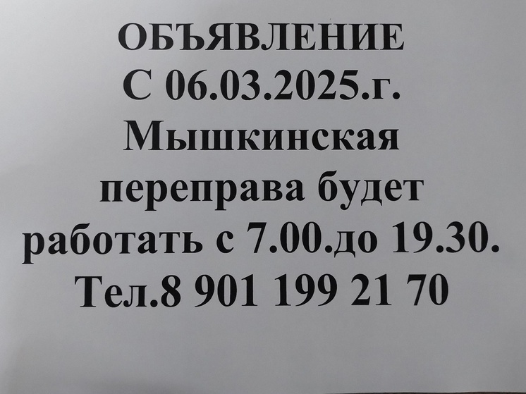 В Мышкине с 6 марта заработает паром