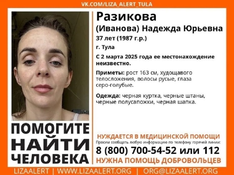 В Туле волонтеры разыскивают пропавшую в начале марта 37-летнюю женщину