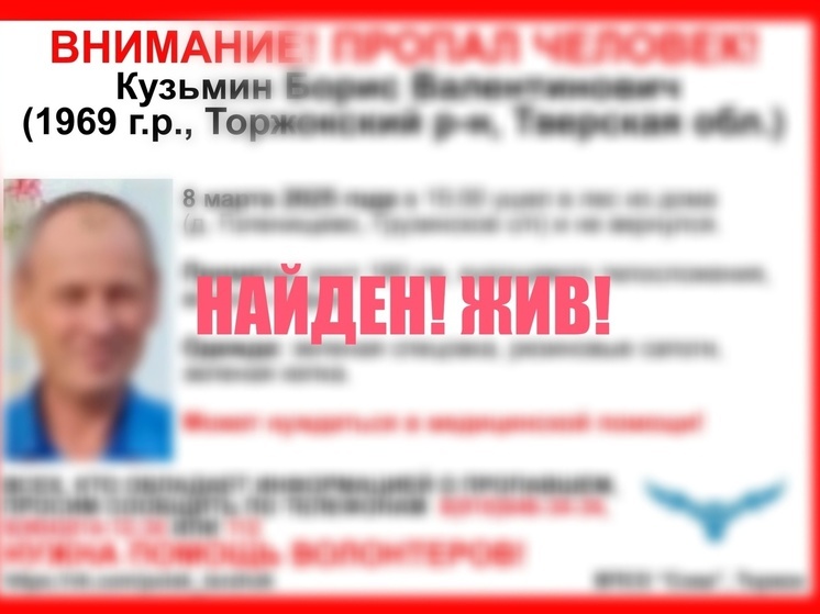 Волонтеры прекратили поиски пропавшего в Торжокском районе мужчины