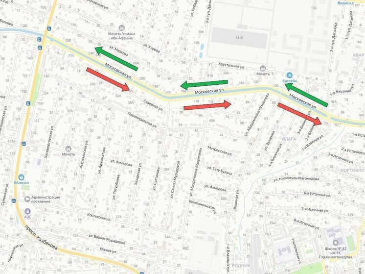 На участке дороги в доль КОРа в Махачкале будет одностороннее движение