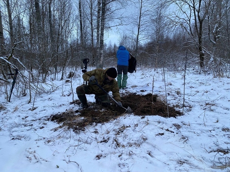 На краю поля под Ржевом поисковики нашли останки бойца РККА