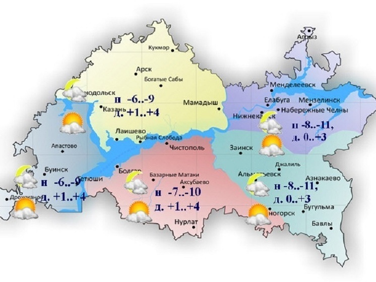 До плюс 4 градусов потеплеет в Татарстане 11 марта