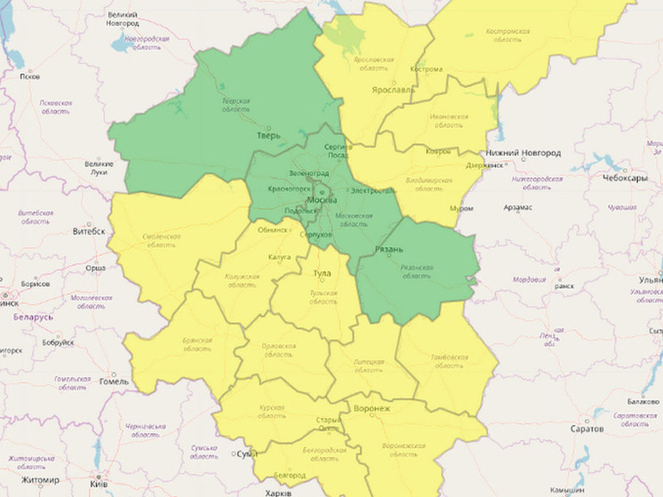 В Липецкой области объявили «желтый» уровень погодной опасности