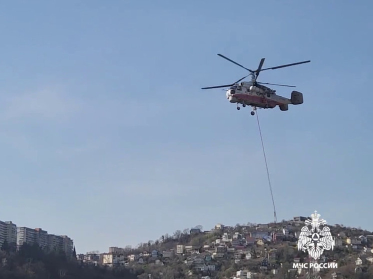 В Сочи с помощью авиации тушат возгорание сухой растительности