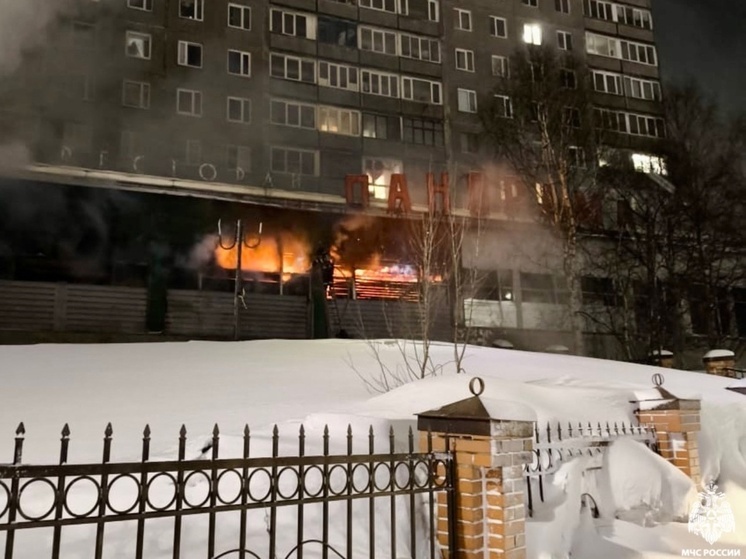 В Мурманске пожар в заброшенном ресторане привел к эвакуации жителей прилегающего дома