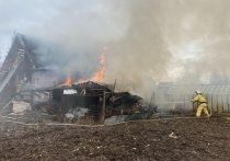 Сегодня около полудня начался пожар в деревне Иванково Парфинского района