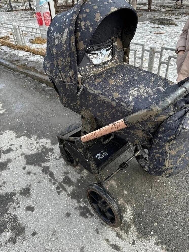Детскую коляску окатили грязью в Тверской области