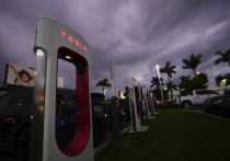 Возле дилерского центра Tesla во Флориде Эндрю Дутил въехал в толпу протестующих