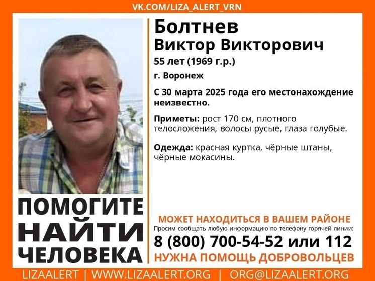 Волонтеры объявили о начале поисков пропавшего жителя Воронежа